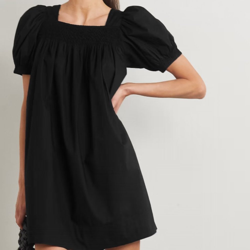 Doen Earhart smocked organic cotton-poplin mini dress